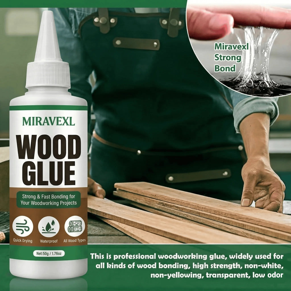 50G Wood Glue Professional Strong Bonding Fast Drying Waterproof Adhesive for Carpentry DIY Woodworking Projects MIRAVEXL Glue
