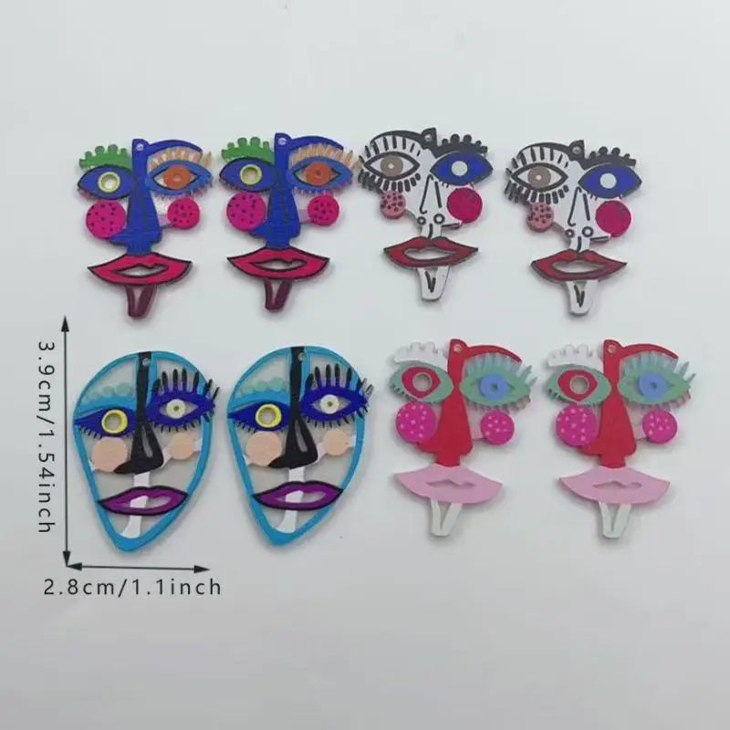 10pcs acrylic double-sided abstract irregular Van Gogh portrait pendant DIY earrings keychain accessories