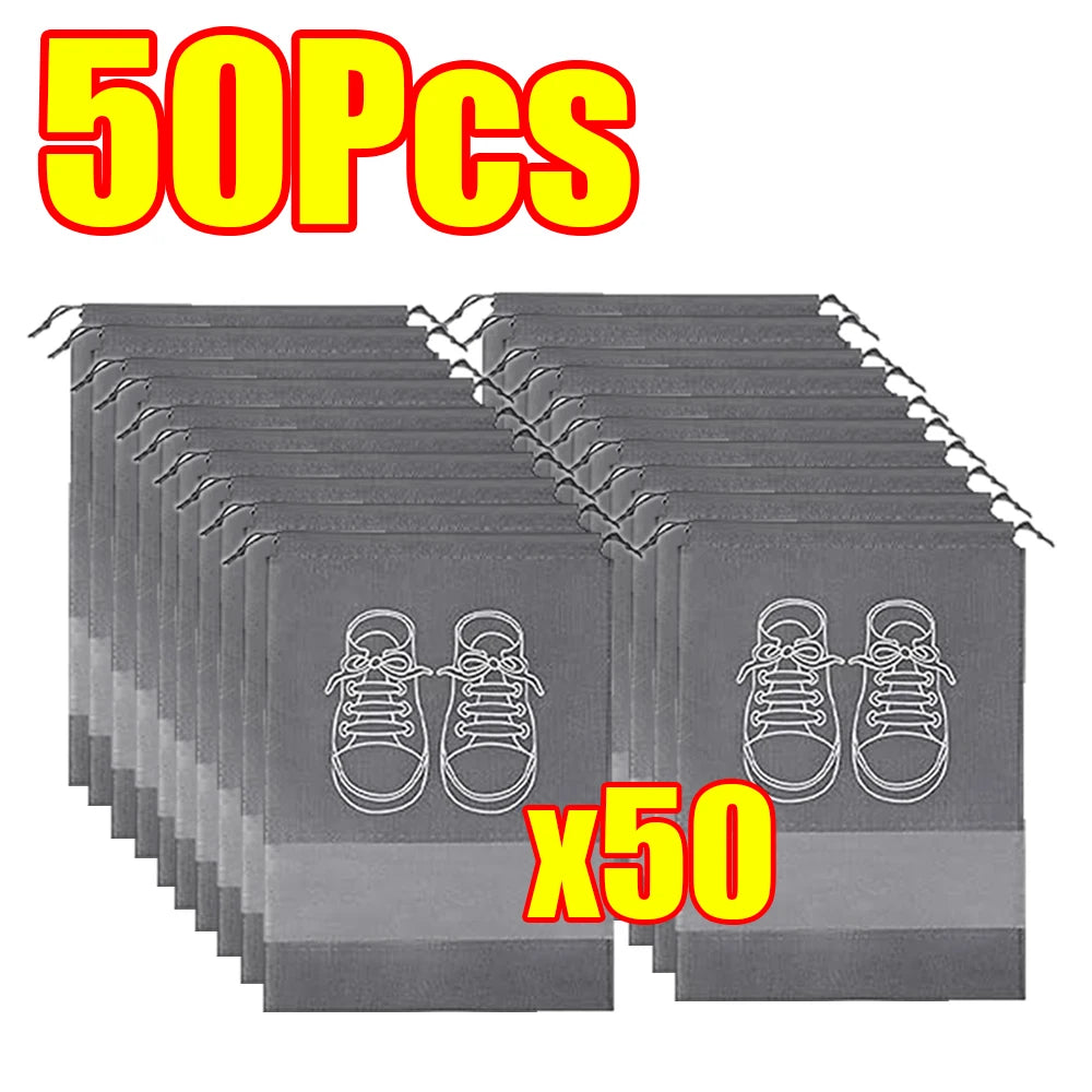 1-50Pcs Shoes Storage Organizer Bags Waterproof Pocket Clothing Classified Hanging Bag Non-Woven Shoe Dust Bags Moistureproof