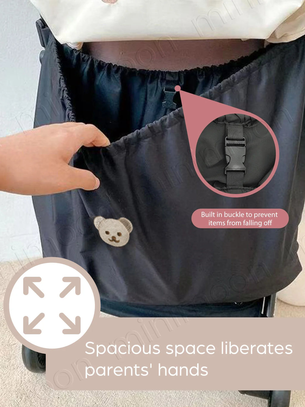 Large Capacity Baby Stroller Organizer Bag, Multi-Compartment Hanging Diaper Caddy for On-the-Go Baby Essentials