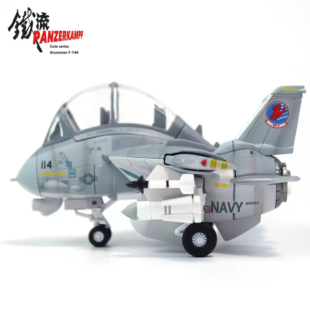 Iron Flow Q Version Variable Wing F14 Tomcat Fighter VF84 Pirate Flag Alloy Aircraft Model Ornament Cartoon Version Holiday Gift