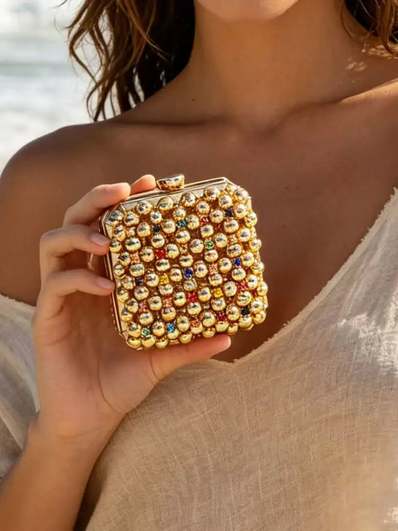 2026 Spring & Summer New Arrival - European & American Fashion Chain Mini Square Bag Acrylic handcrafted beaded mini women’s bag