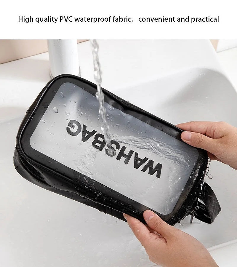 PVC Portable Travel Wash Makeup Bag Women's Cosmetic Bag Large-Capacity Transparent Waterproof Storage Box Organizer