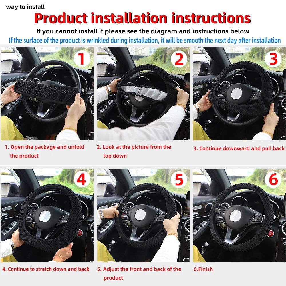 A Blingbling Flame Totem dynamic fabric car without inner ring steering wheel cover fits 14.5-15 inch automotive supplies