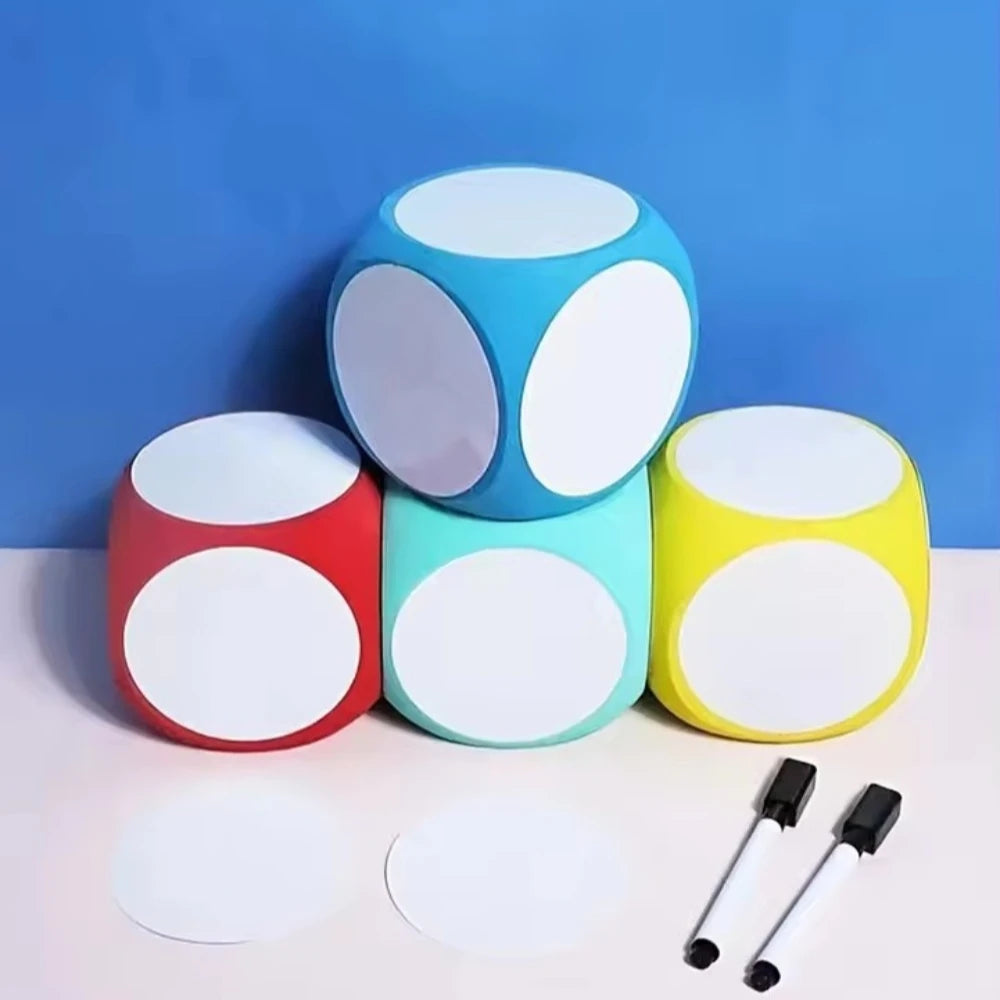 New DIY Blank Dice Erasable Foam Blank Game Cubes Dry Erase Block Writable Playing Dice Kids Educational Toy Classroom Teaching