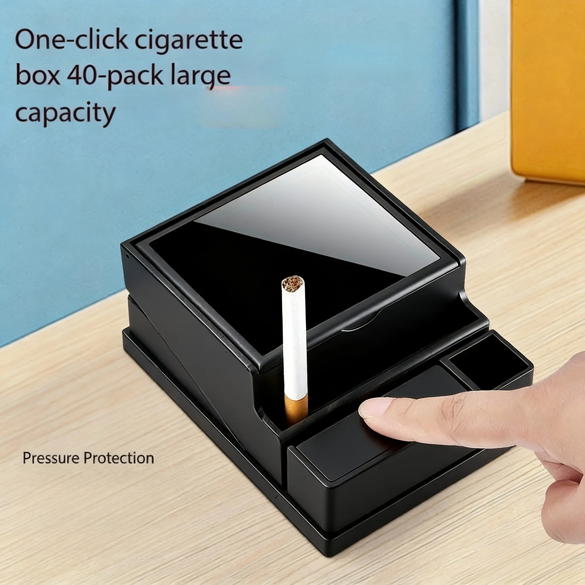 1pc Automatic Ejection Cigarette Holder Capacity Portable Storage Home Office Smoking Accessory Dispenser Without Built Lighter