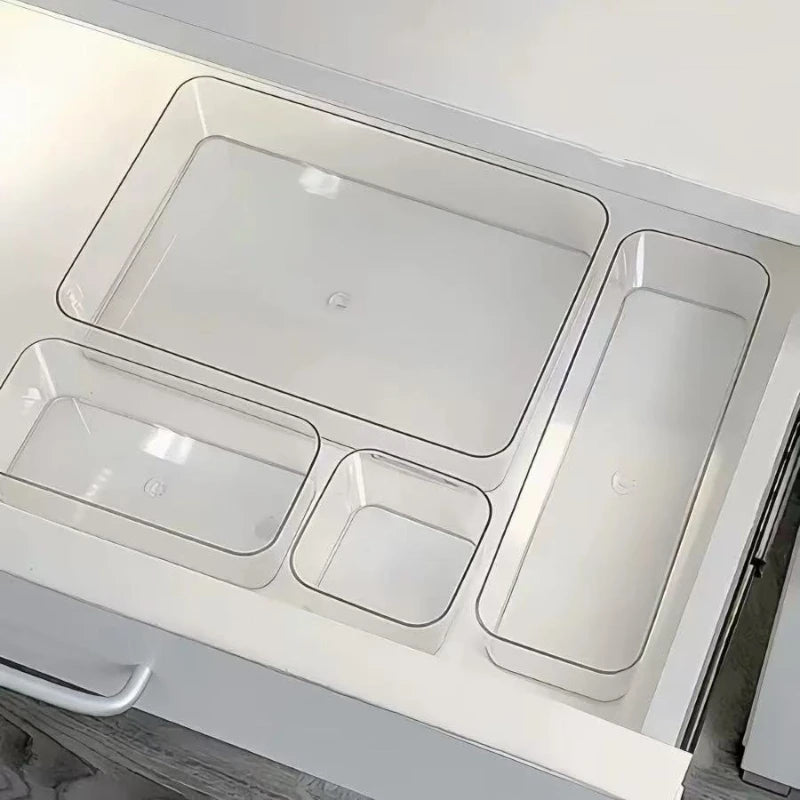 4/7pcs Drawer Compartment Storage Boxes Desk Cabinet Built-in Rectangular Box Stationery Pen Cosmetics Sundries Organizing Boxes