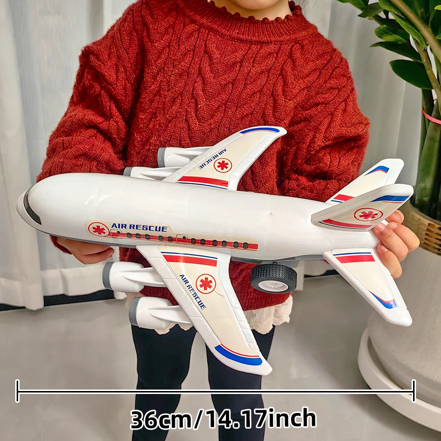 Large white Airbus toy plane-Inertia powered model, realistic design, perfect gift for boys and girls, birthday or New Year gift