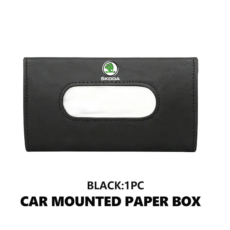 For Skoda Car Sun Visor Tissue Box Hanging Napkin Storage Bag Fabia Kamiq Superb Scala Enyaq-iV MK3 VisionS Yeti