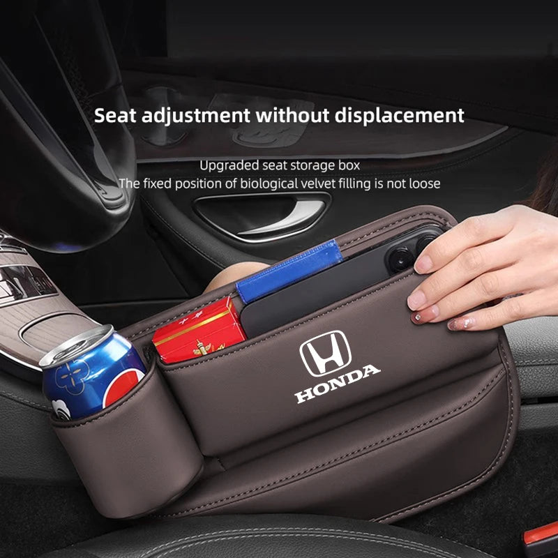 Multifunction Leather Storage Box Car Seat Gap Organizer Cup Holder For Honda Civic Fit Accord City Vezel CR-V S660 Odyssey HR-V