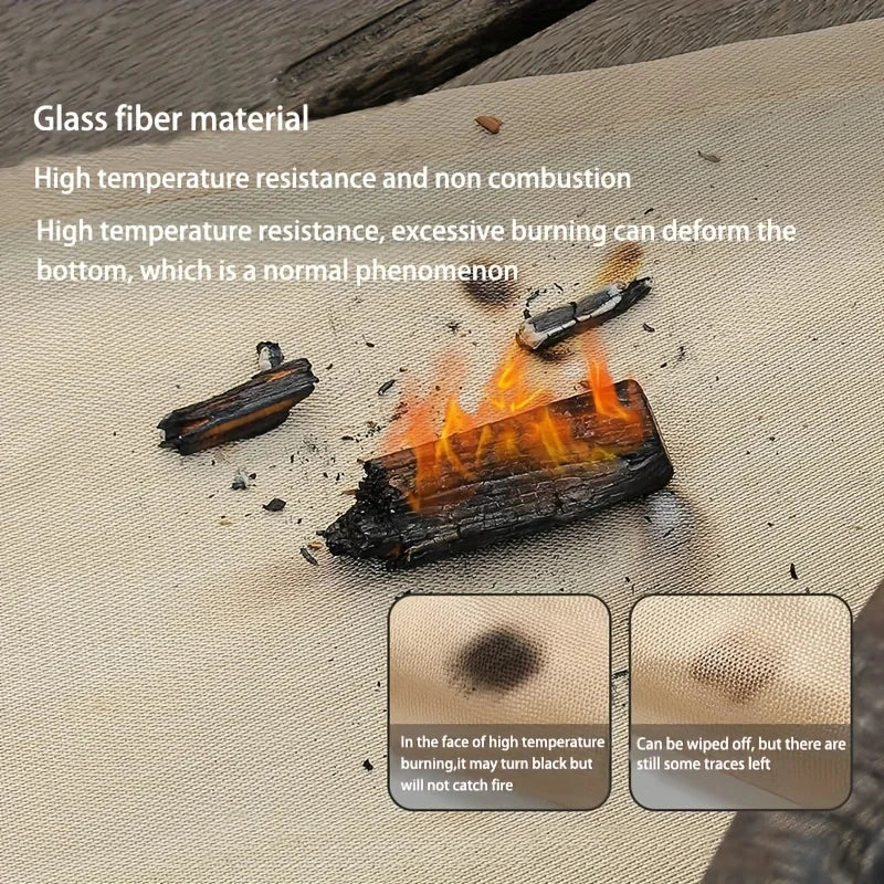 Outdoor Fireproof Cloth Heat Resistant Fabric Fiberglass Mat with Storage Bag for Camping Grill Picnic Barbecue Flame Protector