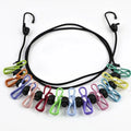 1.8M Outdoor Camping Non-slip Stretch Clothesline with 12Clips Travel Stretchy Clothesline Sock Line Hanging Laundry Drying Rope