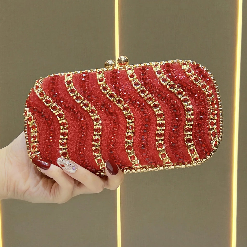 New celebrity exquisite clutch bag, high-end diamond-encrusted bag, women's luxury rhinestone dinner bag, niche clutch bag