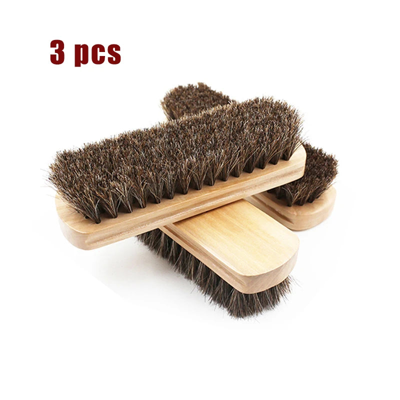 Natural Horsehair Bristles Soft Leather Shine Cleaning Brush for Cleaning Upholstery Cleaner Car Interior Wood Handle Anti Slip