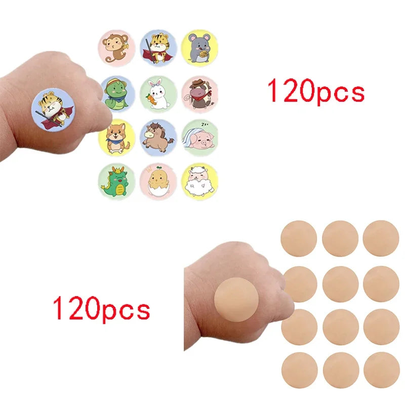 120pcs/set Round Strip Shape Band Aid First Aid Wound Plaster Skin Dressing Patch for Children Adults Adhesive Bandages Kawaii