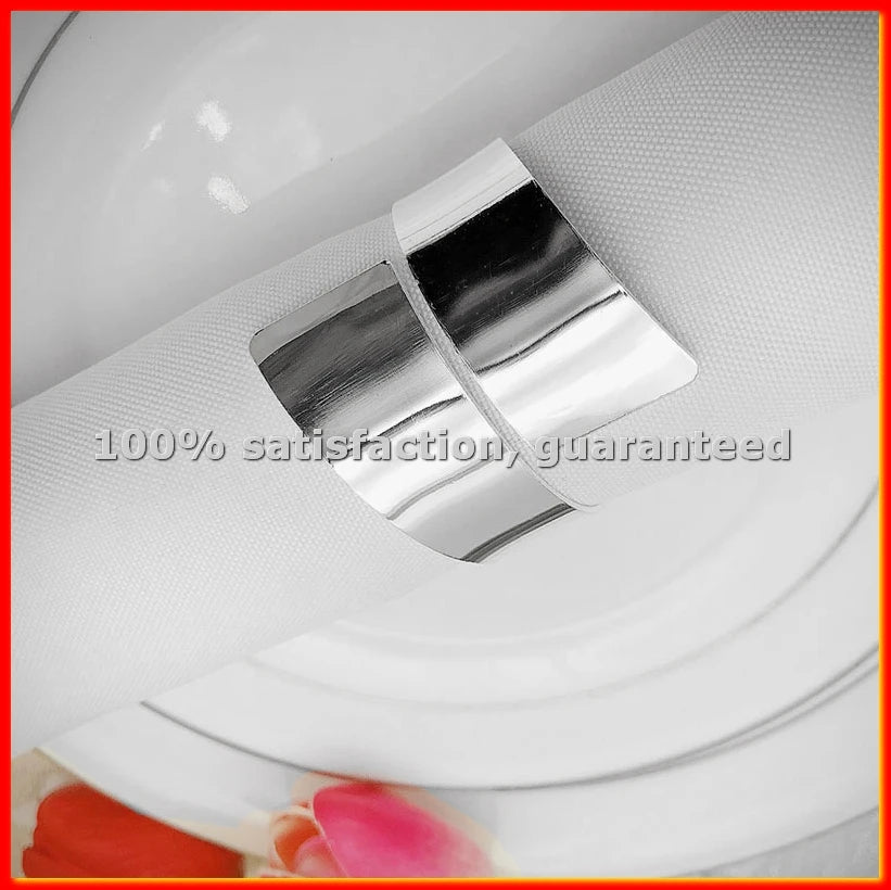 6 Pcs Napkin Ring,Circle Napkin Holder for Wedding Christmas Dinner Table Decor Silver-A68X