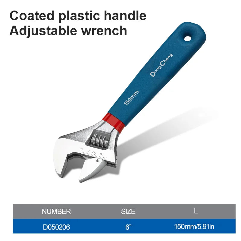 Drop Forged Adjustable Wrench Set 6 8 10 12 15 Inch Tool Steel with Dipped Handle Chrome Plated Heavy Duty for Auto Plumbing