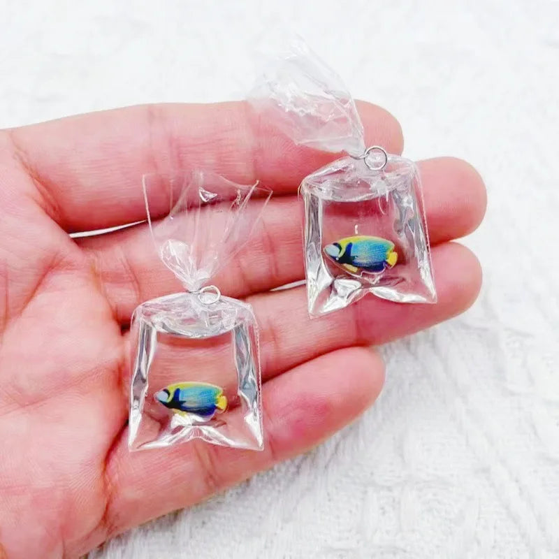 10pcs simulation transparent water bag small fish goldfish carp DIY jewelry accessories keychain pendant earrings accessories