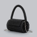 2025 Luxury Handmade Women Cylinder-shaped Beaded Evening Clutch Bag Unique Pearl Wedding Handbag Fashion Designer Crossbody Bag