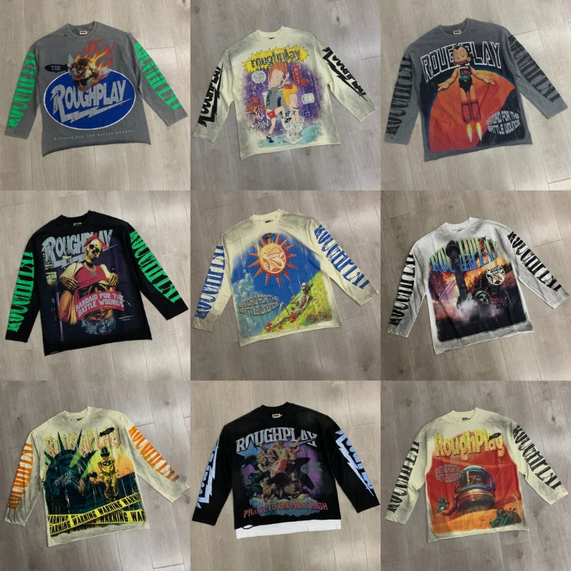 26SS New High Quality Street Lashion Hip Hop Rough Long Sleeved Fall Men's Women's Loose Casual T-Shirt