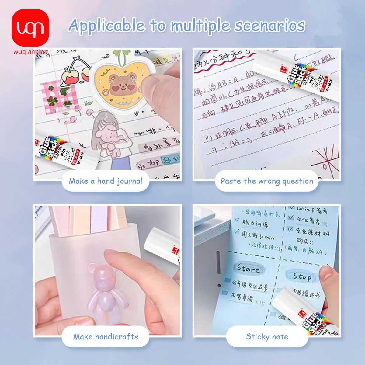 WQN-10PCS White Solid Glue Sticks, Large Capacity for Office,Children’s Craft Classes, School Glue Sticks,Student Supplies 9-36g