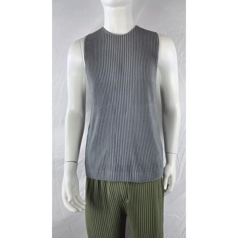 Miyake Pleated Shorts Set 2026 Summer New Sleeveless T-Shirt + Five-Point Pants Loose Versatile Youth Personality Simple Casual