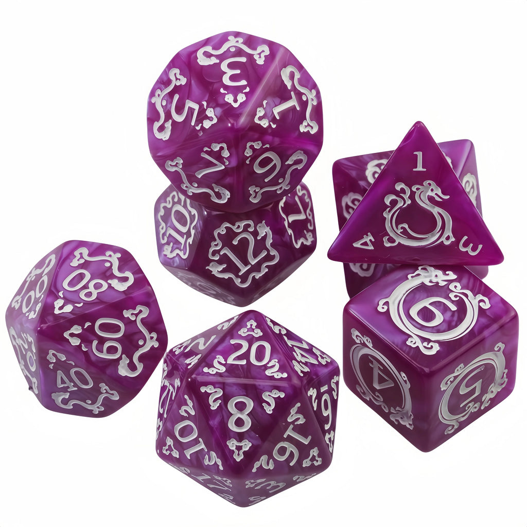 DND Dice Set, 7pcs Polyhedral Dice Marble Effect for D&D Role Playing Game, Club Party DND RPG Board Game Accessories