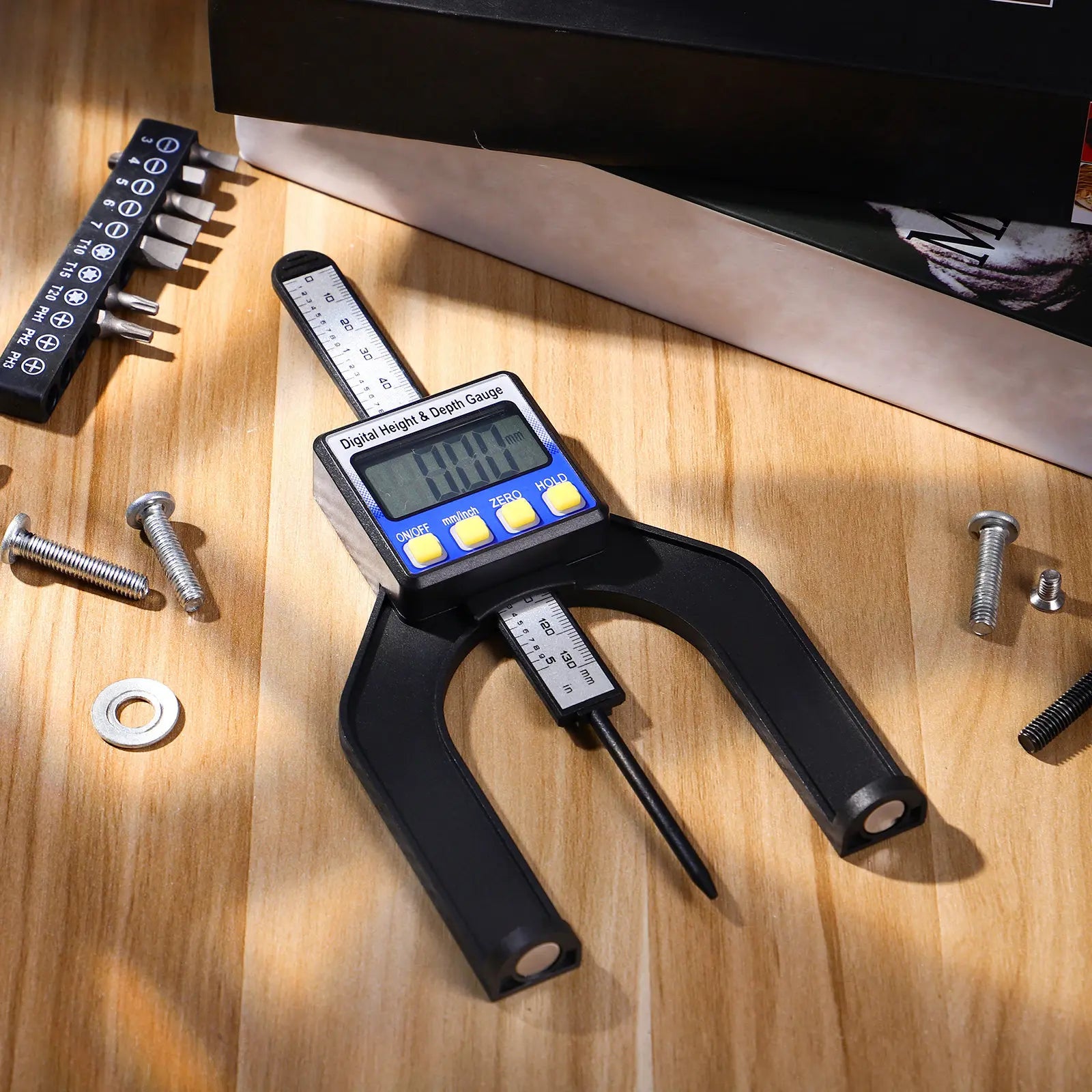 2 in Depth Height Gauge Display Measuring Tool Magnetic Base Wear Resistant Smart Digital Gauge for Woodworking