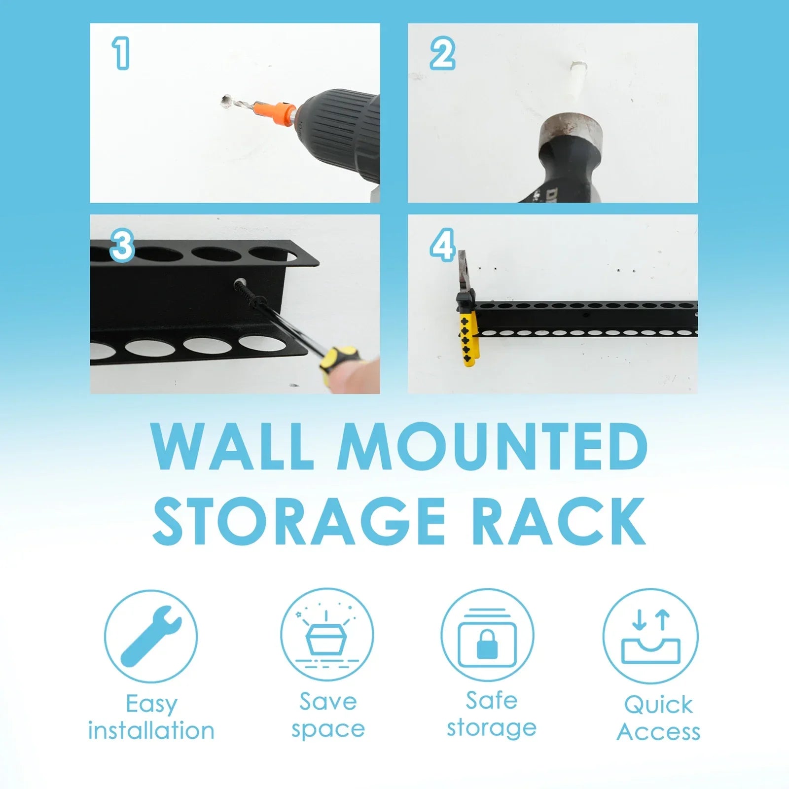 Screw Driver Holder Space-saving Tool Holder Heavy Duty Wall Mount Screwdriver Holder with 23 Holes for Tool Storage Rack Easy
