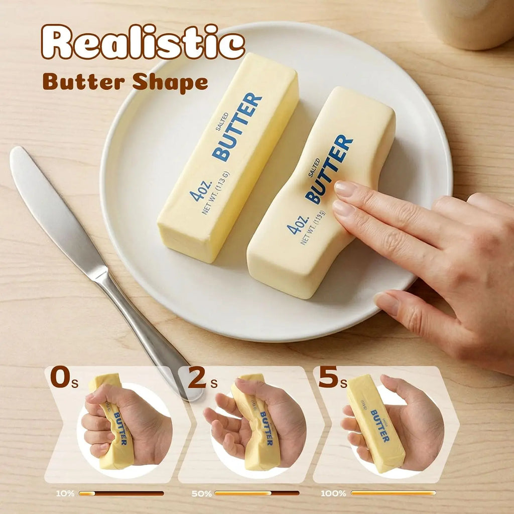 Squishy Butter Stick Fidget Toy Cheese Shape Sensory Stress Relief Toy Soft Elastic Squeeze Toy Fun Decompression Anxiety Relief