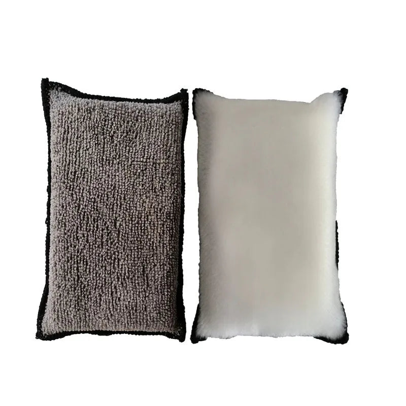 2PCS Microfiber Car Cleaning Sponge Pads Interior Detailing Applicator Sponge Dashboard Leather Seat Window Car Wash Cleaning