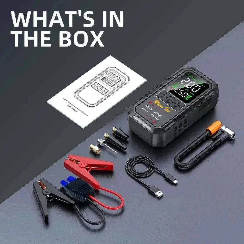 2026 Upgrade 4 In1  with Air Pump 8000 Starter Box 200PSI Digital Inflator Car Fast Connect Universal