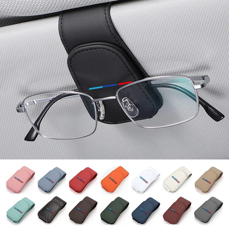 For BMW Car Leather Glasses Clip Sunglasses Holder with Hidden Card Slot 1 3 5 Series X1 X3 X4 X5 X7 G20 G38 F20 F39 F48 E46