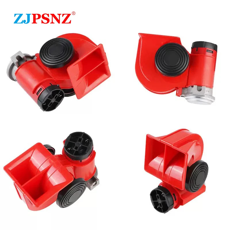 12V 24V Electric Air Horn Dual Tone Horn Kits Waterproof With Compact Horn For Car Auto Motorcycle 132db Super Loud Honking Horn