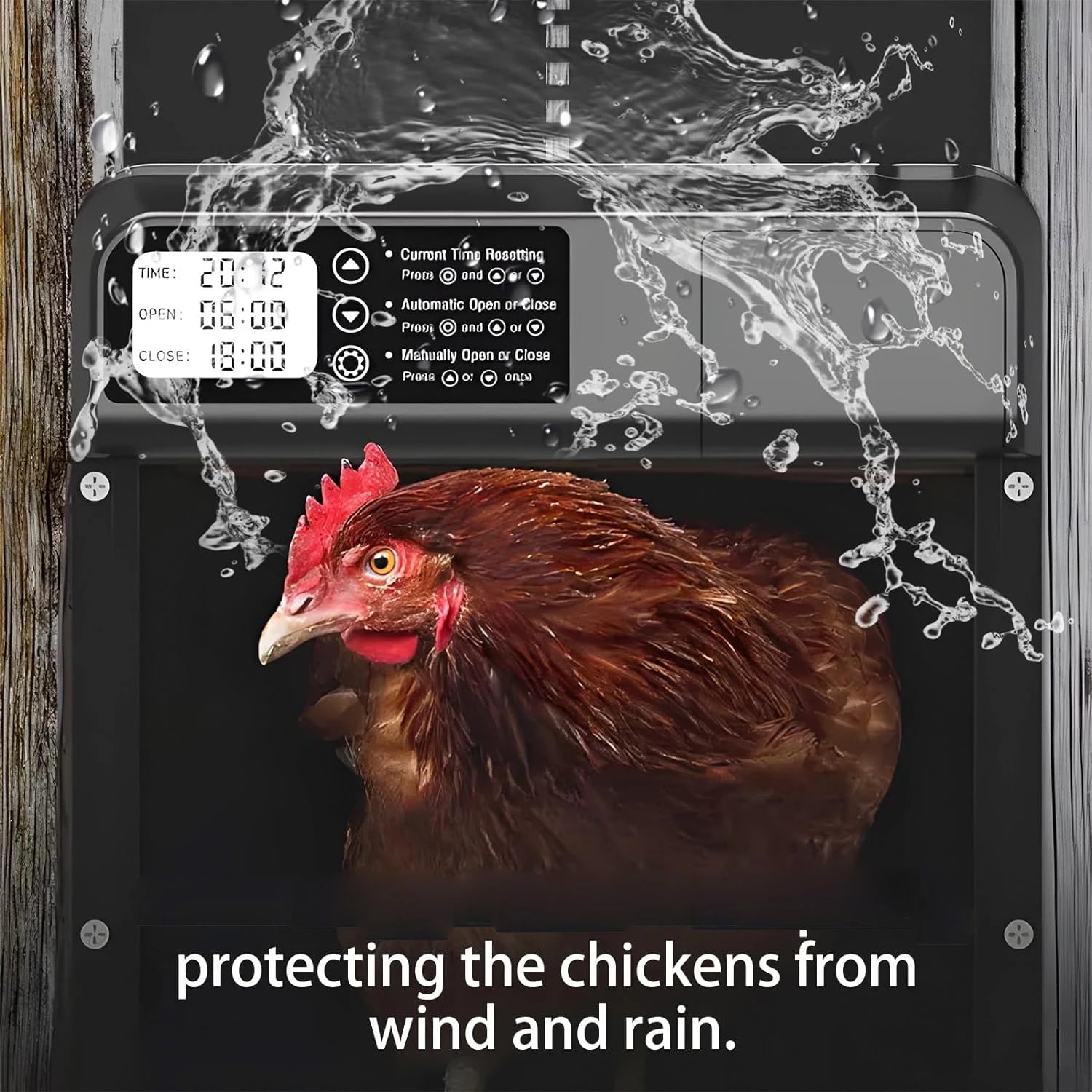 Safety Gate Anti-Pinch Function Small Pet Supplies LCD Display Automatic Chicken Coop Door Controlled Open Retractable Door