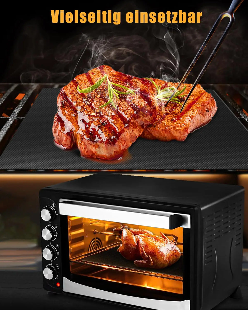 5-Pack BBQ Grill Mats (40x32cm) - Non-Stick Teflon, PFOA-Free, Reusable for Gas/Charcoal Grills & Baking