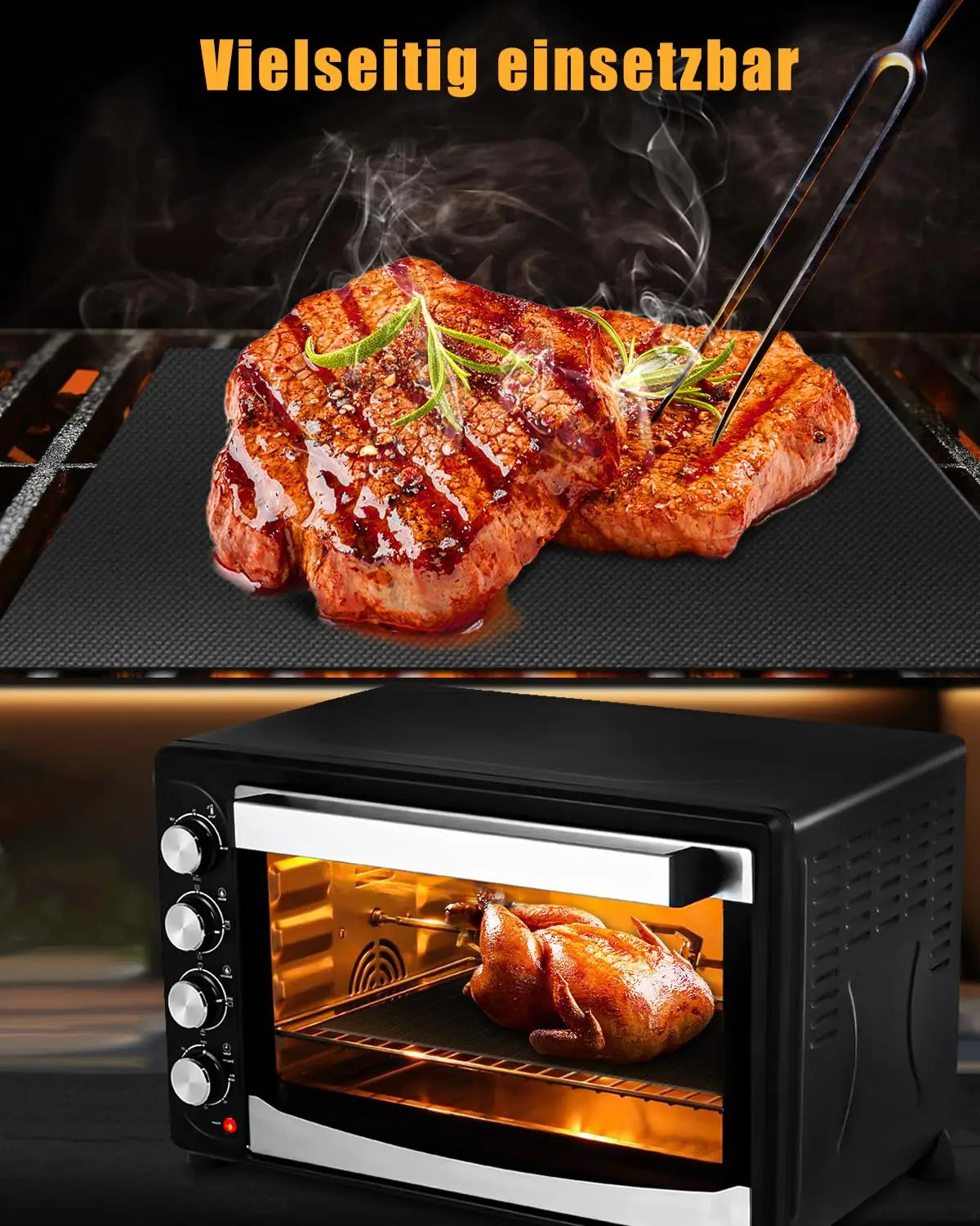 5-Pack BBQ Grill Mats (40x32cm) - Non-Stick Teflon, PFOA-Free, Reusable for Gas/Charcoal Grills & Baking
