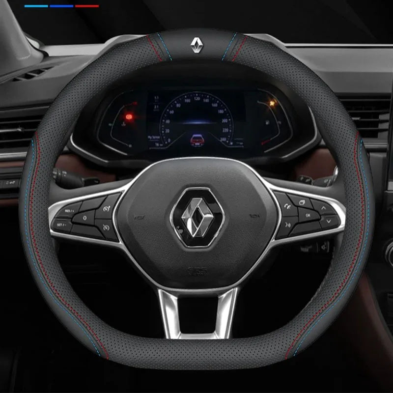 For Renault Clio Sandero Megane 2 Talisman Laguna Scenic kadjar Captur KWID Duster non-slip Leather Car Steering Wheel Cover