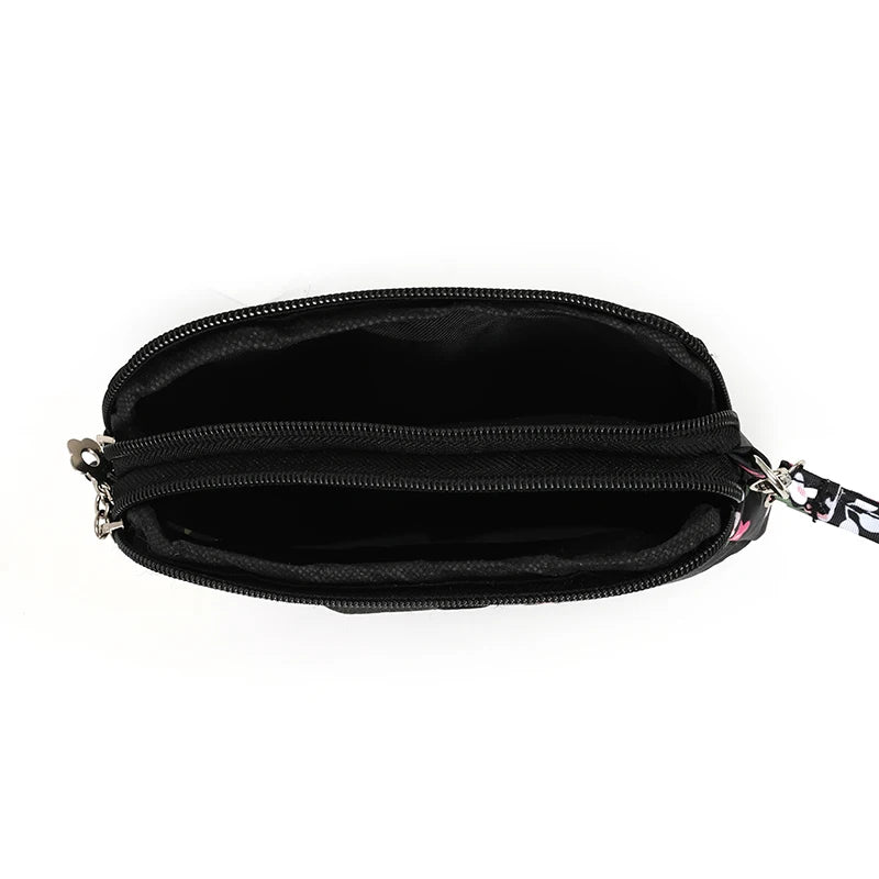 Lightweight Utility Crossbody Bag Durable Nylon Canvas Floral Print Multi Compartment Secure Zipper Women Travel Handbag