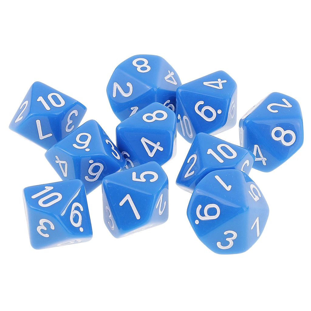 MagiDeal 10pcs 10 Sided Dice D10 Polyhedral Dice for Table Games for Pub Club Games Supplies Dungeons and Dragons Table Games