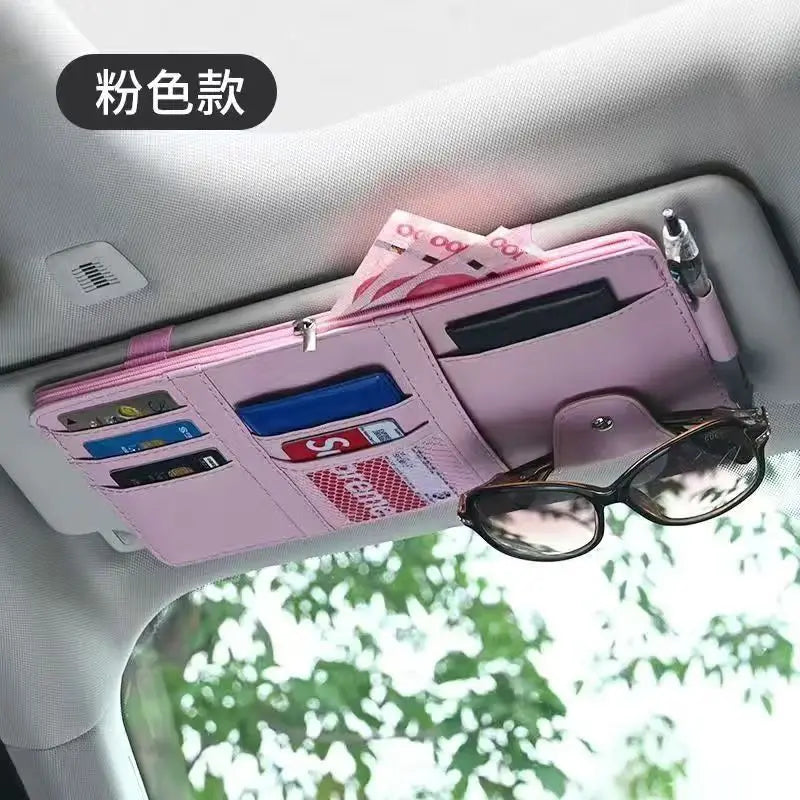 Car Sun Visor Bill Pen Business Card Holder CD DVD Organizer Storage Box Sunglasses Clip Stowing Tidying Car Accessories