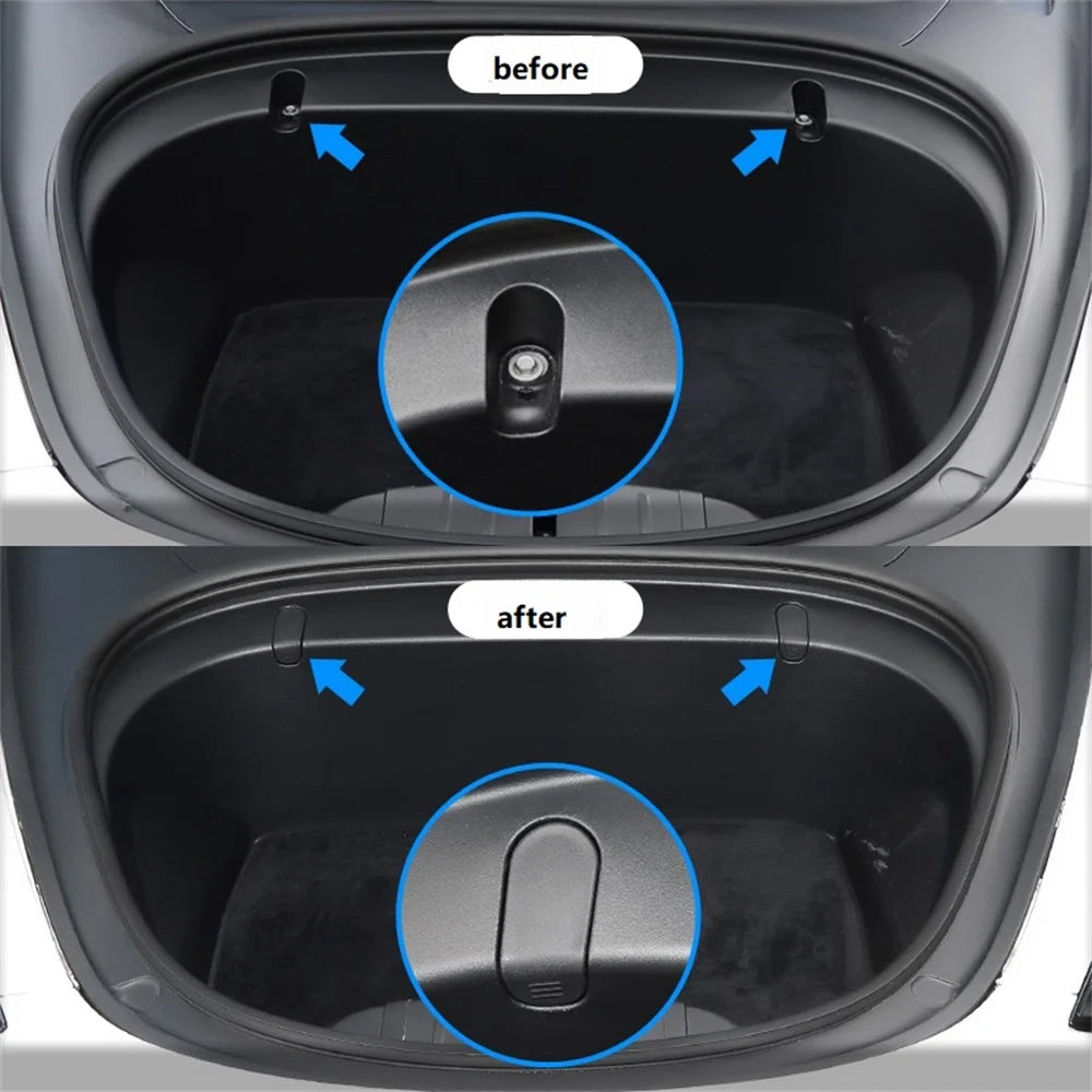 2 Pcs Car Front Trunk Hook for Tesla Model 3 2017-2020 Eject Clip Installation Car Spare Box Hook ABS Auto Interior Accessories