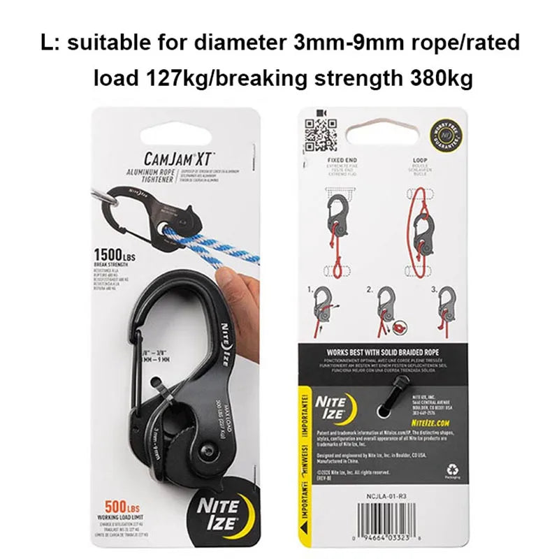 Knot-Free Rope Tightener Cast Aluminum Hanging Drawstring Buckle Hook Self-Locking Binding Fixed Mechanism Camping Outdoor Tools