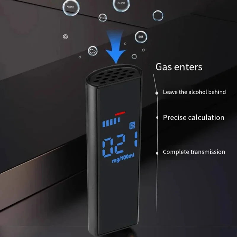 Black Alcohol Tester Electronic Breathalyzer LCD Display Rechargeable Breathalyzer Breath Alcohol Test Tools For Home Car