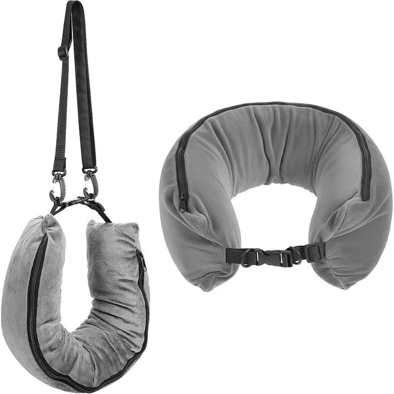 Multifunctional Fillable Travel Neck Pillow bag With Storage Pouch Comfortable U-Shaped Pillow Luggage Pillowcase Portable bag