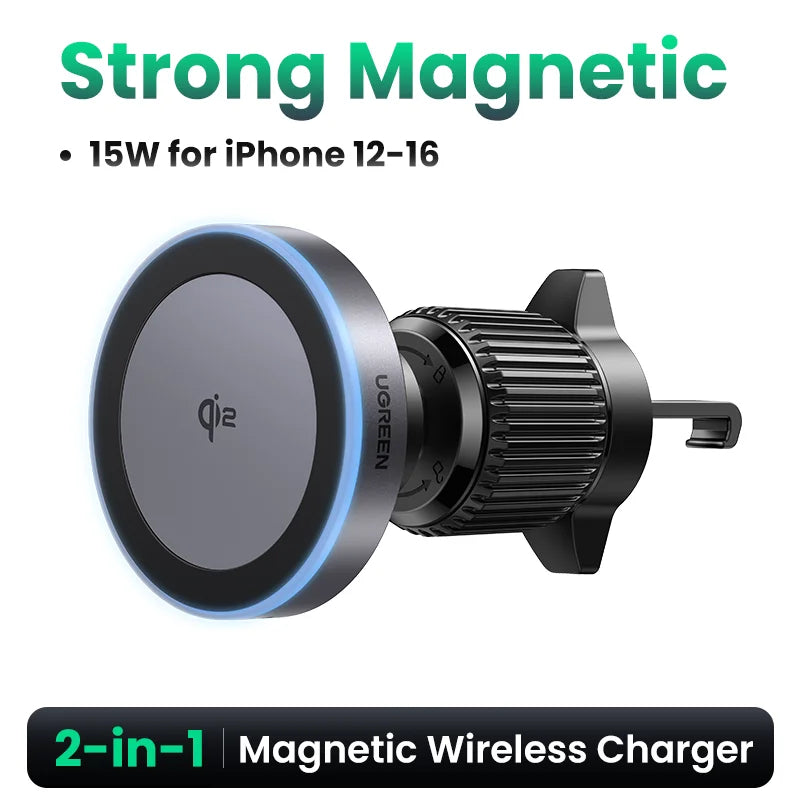 UGREEN Qi2.2 25W 15W Magnetic Car Phone Holder Wireless Charger Stand For iPhone 17 16 Pro Max Charging for Magsafe Car Charger