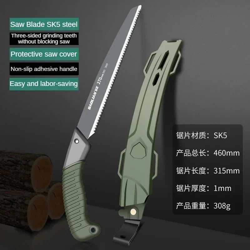 Ergonomic Folding Hand Saw for Outdoor Camping Backpacking Hiking - No-Slip Handle Wood Branch Cutting Tree Trimming Tool