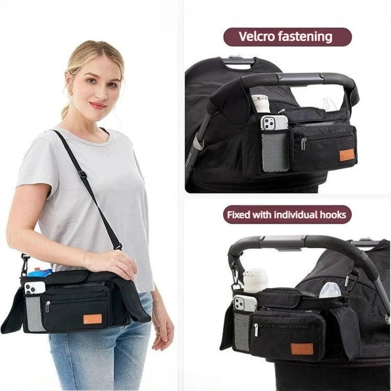 Baby Stroller Carry Bag Large Capacity Mummy Storage Bag Phone Bottle Holder Pram Diaper Bags Stroller Accessories for Travel