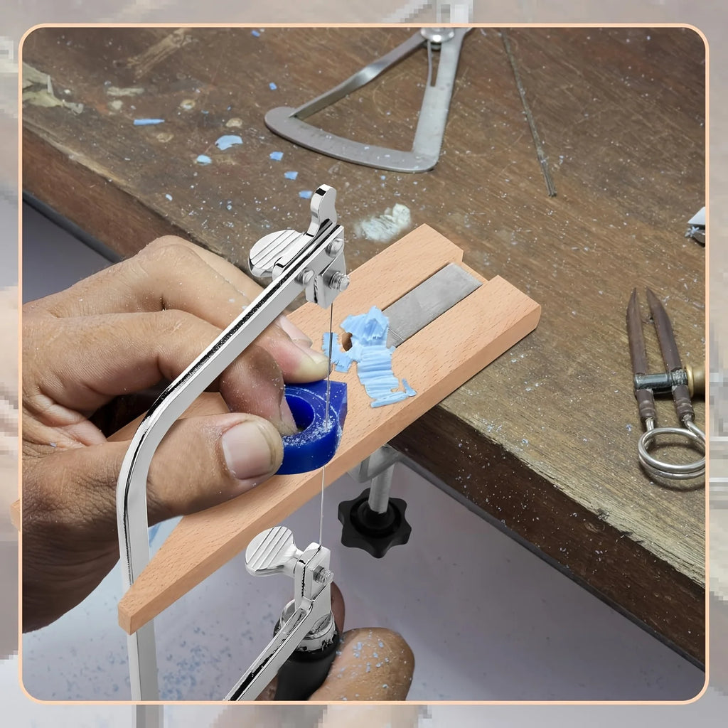Professional Jeweler's Saw Set Saw Frame Adjustable Blades Bench Pin Clamp Set V-slot Bench Pin Jewelers Versatile Tool