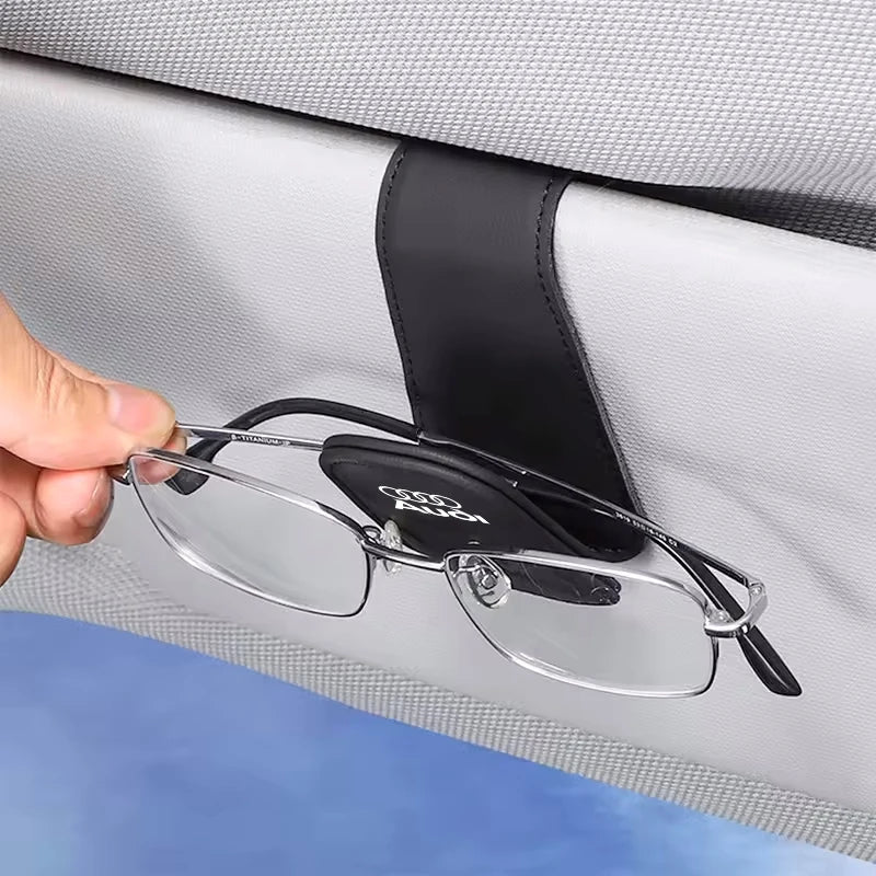 For Audi Sline A4 A3 A6 TT S4 S5 S6 A1 A2 A5 A7 A8 Q1 Q2 Q3 Q4 Q5 Q6 Q7  Car Leathers Glasses Clip Sun Visor Sunglasses Card Box